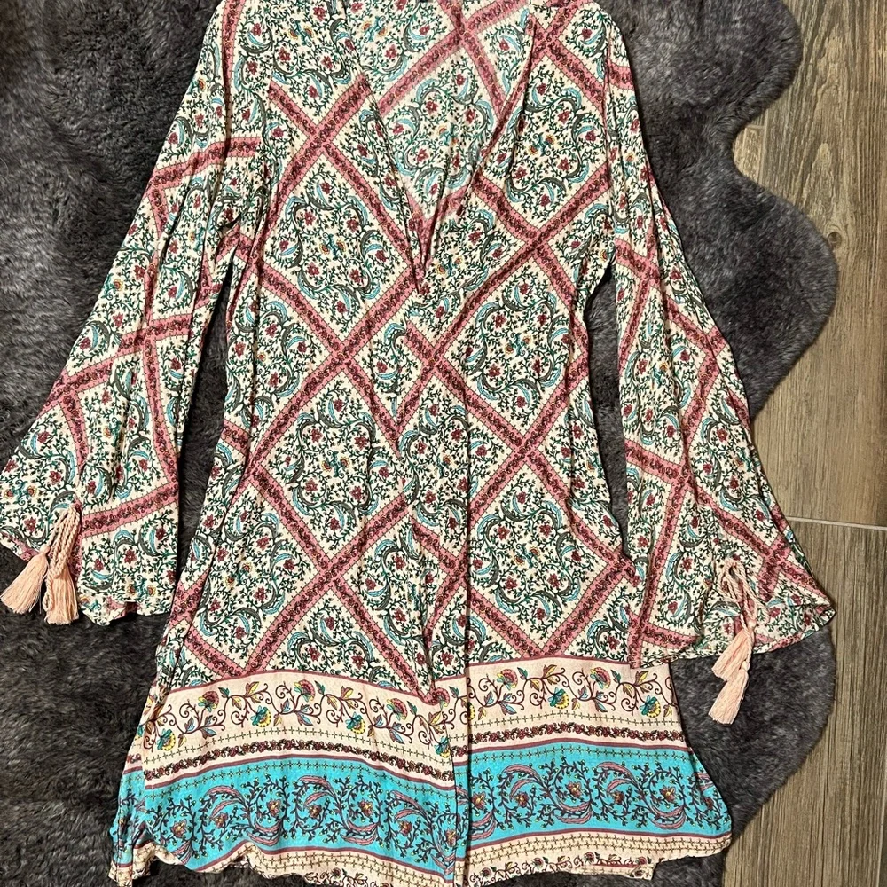 Bohemian Floral Kimono Duster - Picture 1 of 10